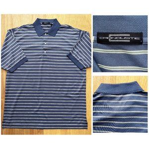 CARNOUSTIE Men's Blue Striped Mercerized Cotton Golf Polo Shirt sz XL
